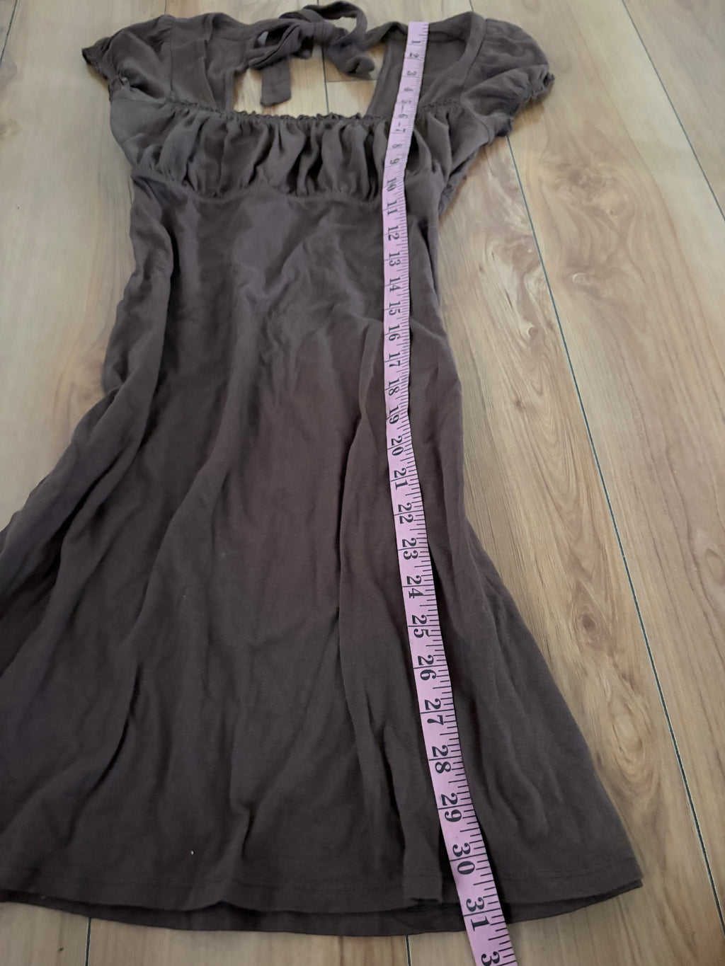 Brown milkmaid tie babydoll dress size small lei