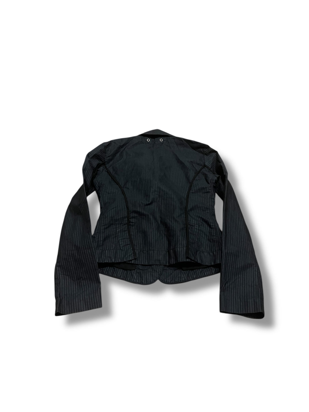 Black grey snatched pinstripe blazer jacket Alice Cullen size small