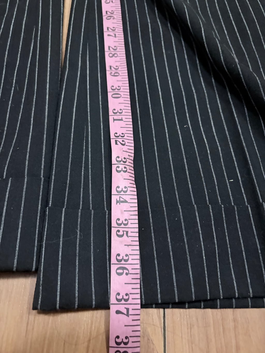 Black pinstripe low rise wide leg pants size 10