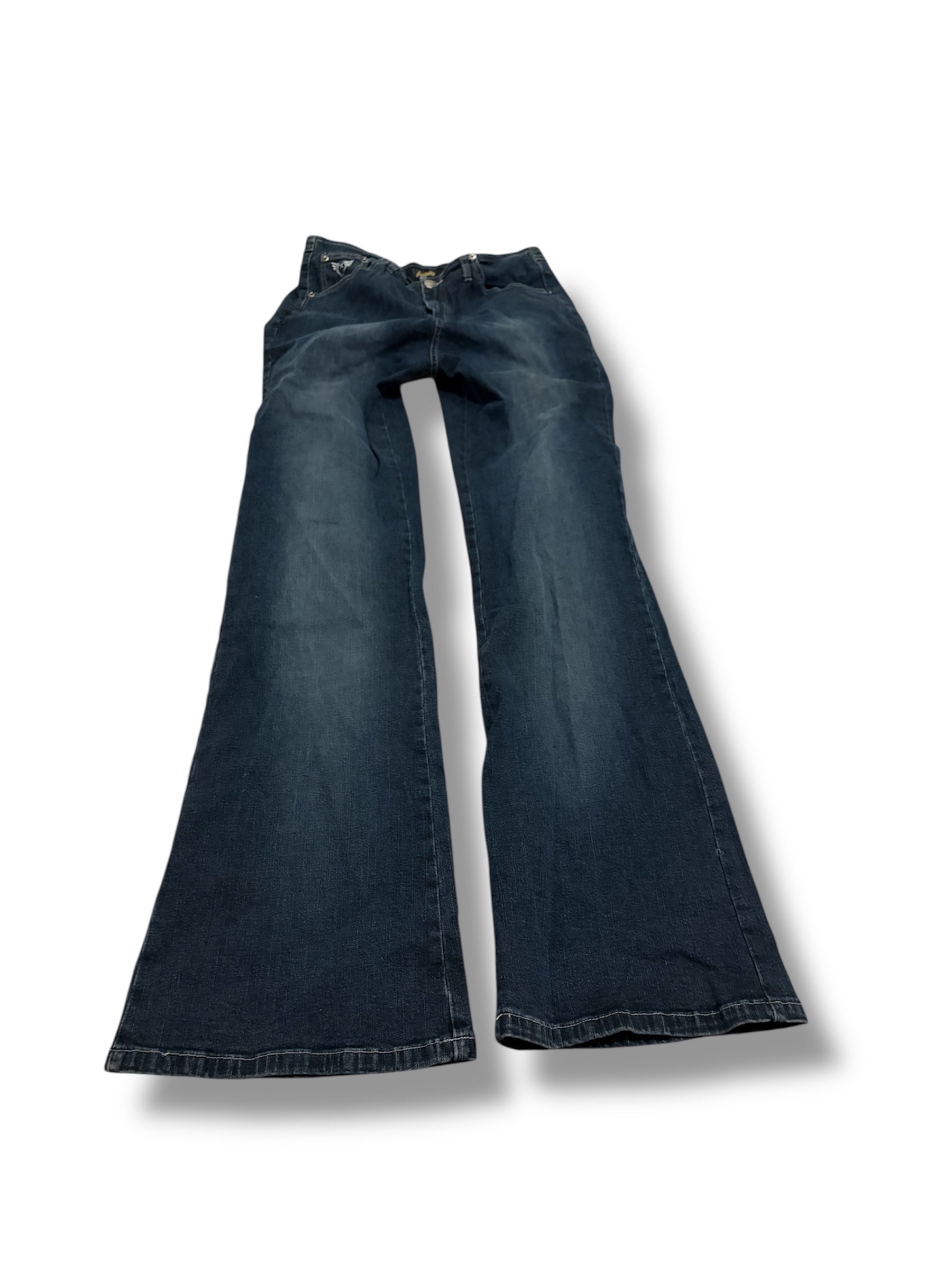 Black navy acid wash low rise angels wide leg jeans size 8