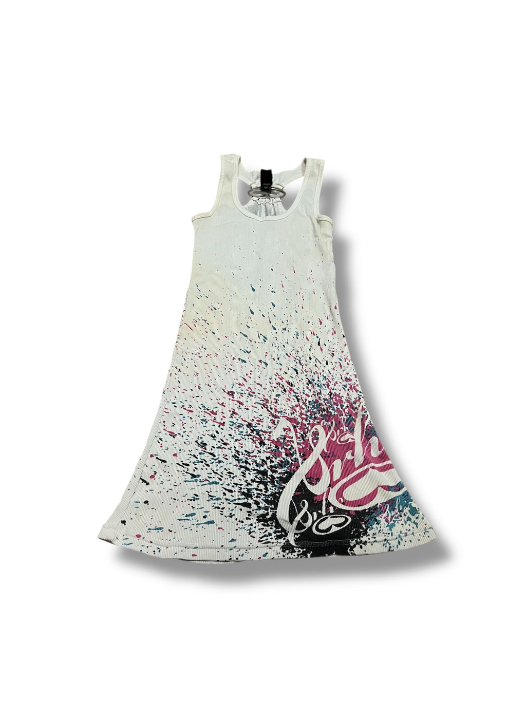 White cyber y2k emo grunge micro dress with metal thing size small