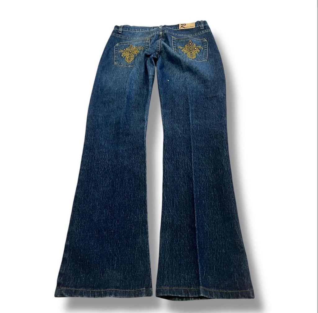 Embroidered 90’s low rise flare jeans size medium