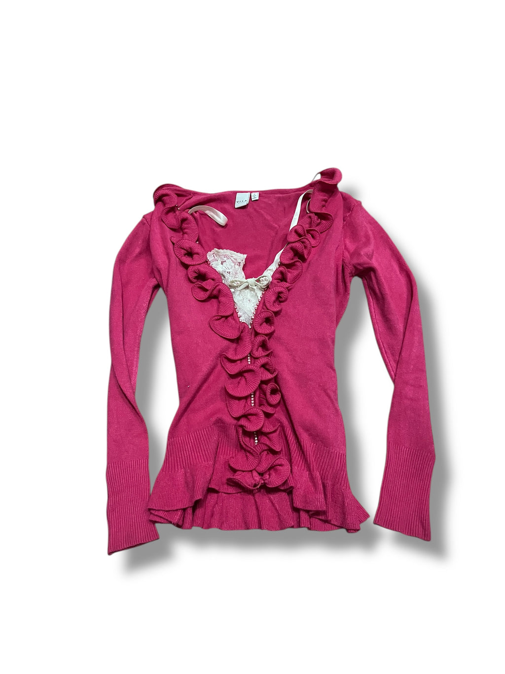 Hot pink ruffle 2000’s jacket size small