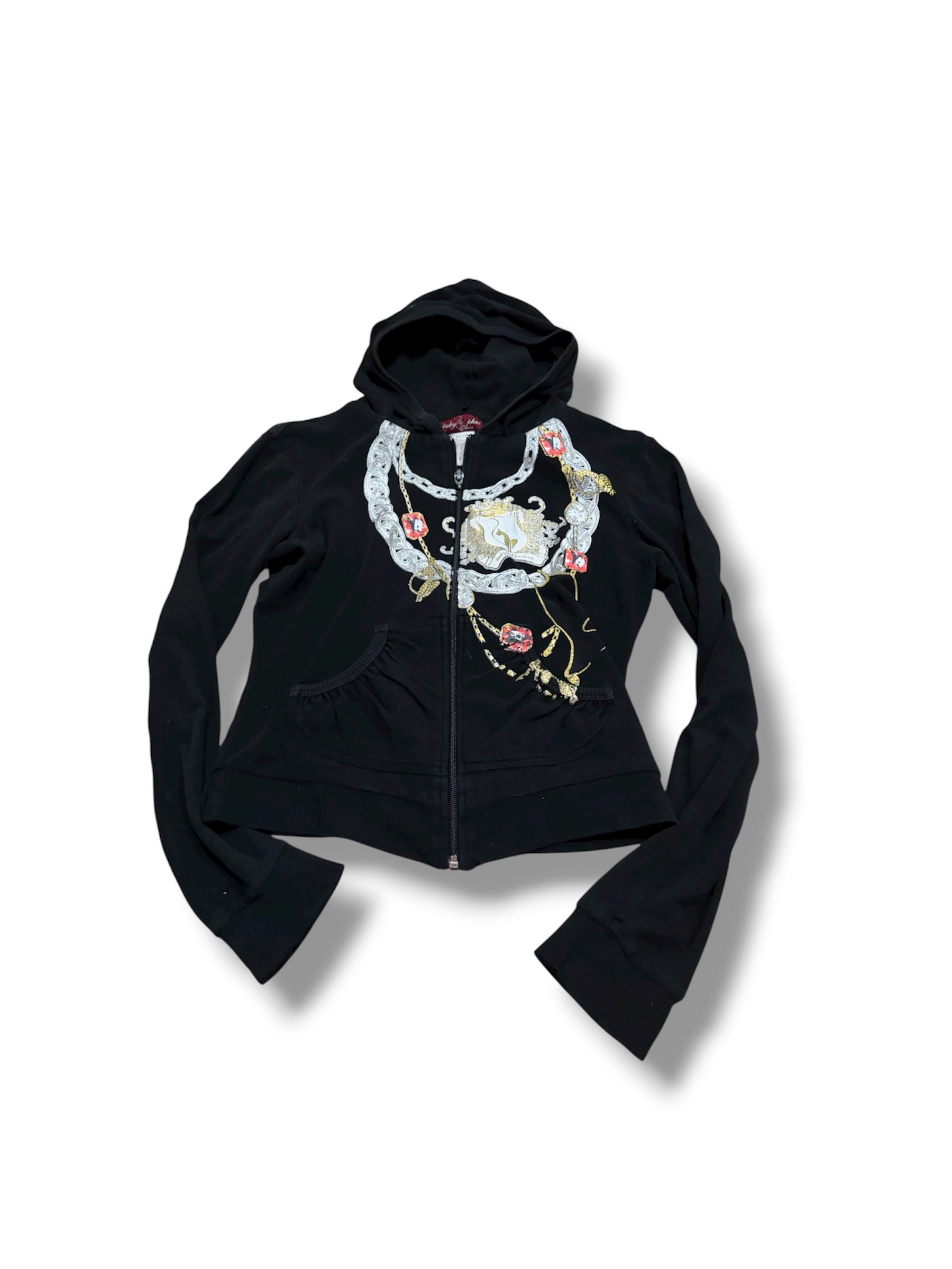 Baby phat black graphic hoodie zip up size small