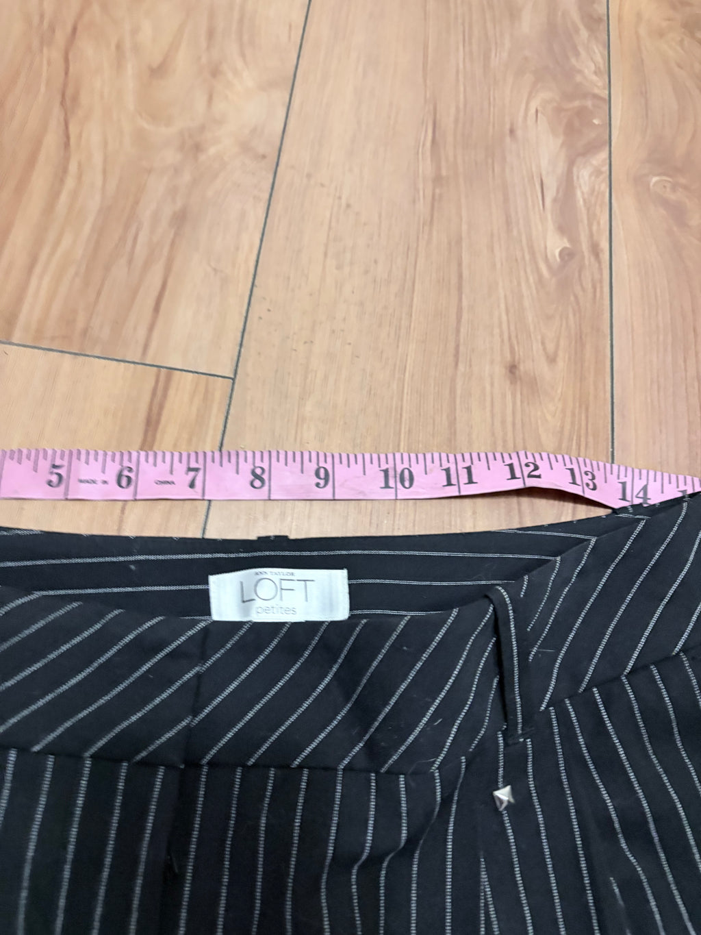 Black pinstripe low rise wide leg pants size 10