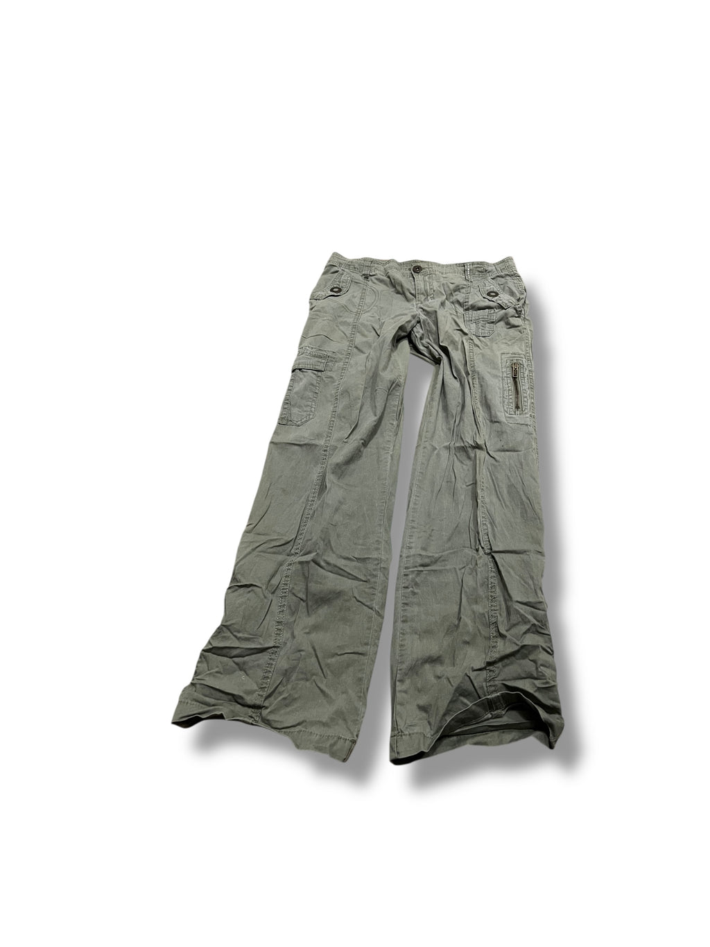 Green fairy whimsy bedazzled cargo flare pants size 6petite