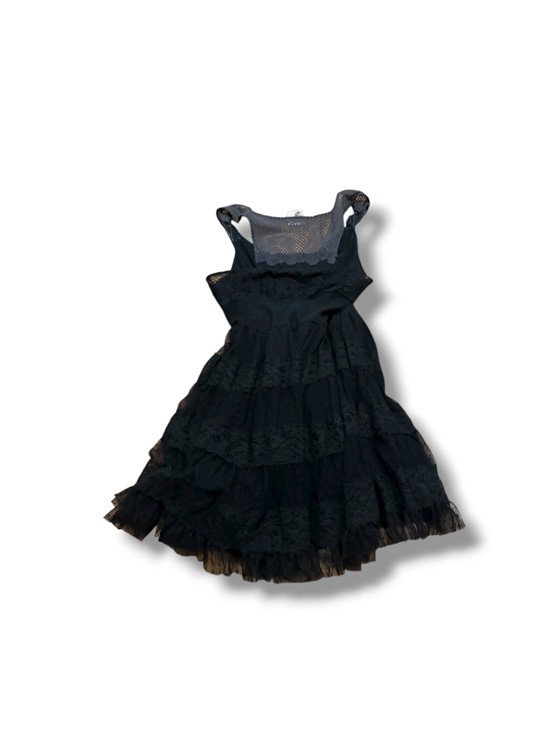 Black crotchet babydoll button up mini dress size Xs