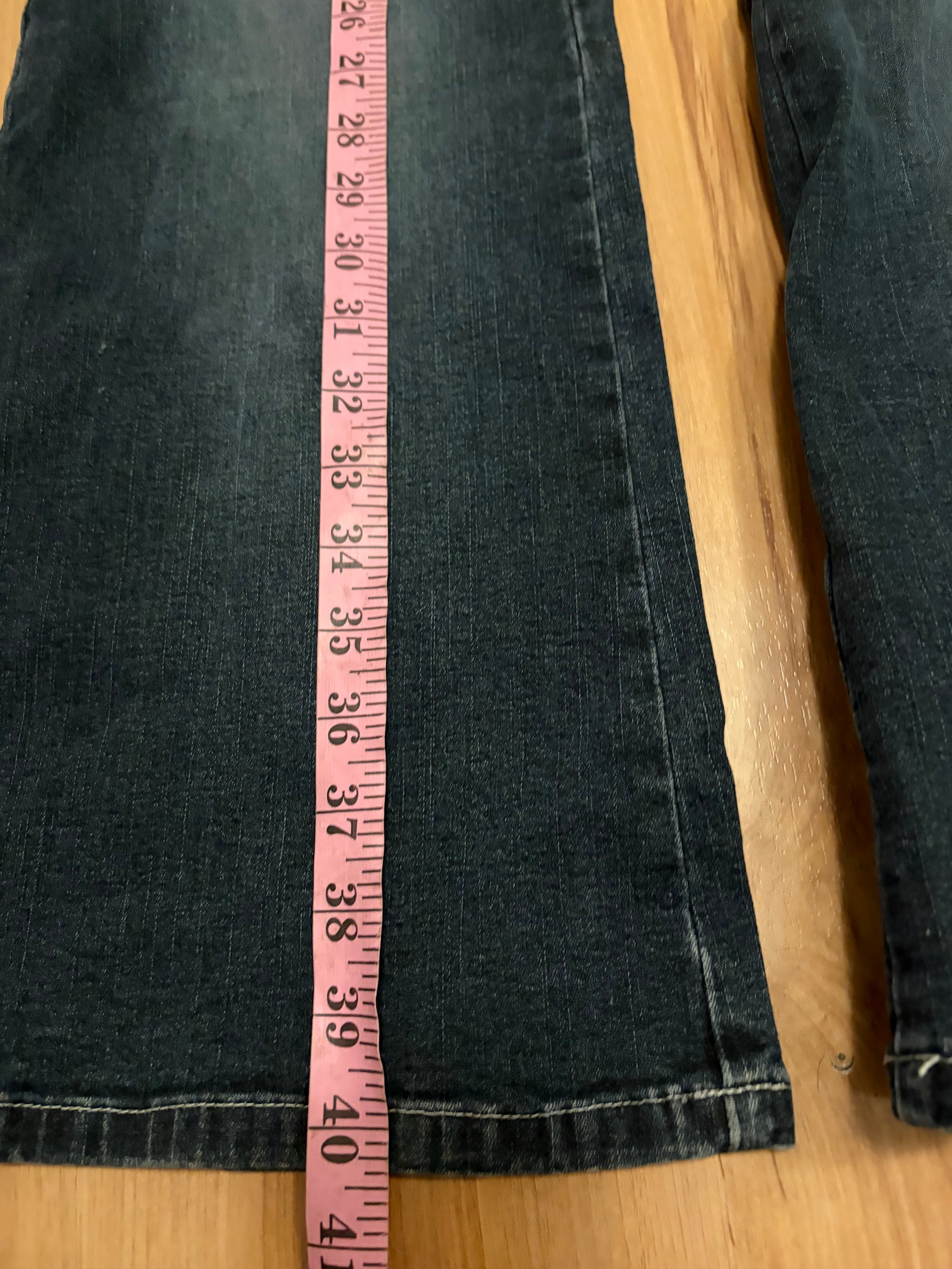 Black navy acid wash low rise angels wide leg jeans size 8