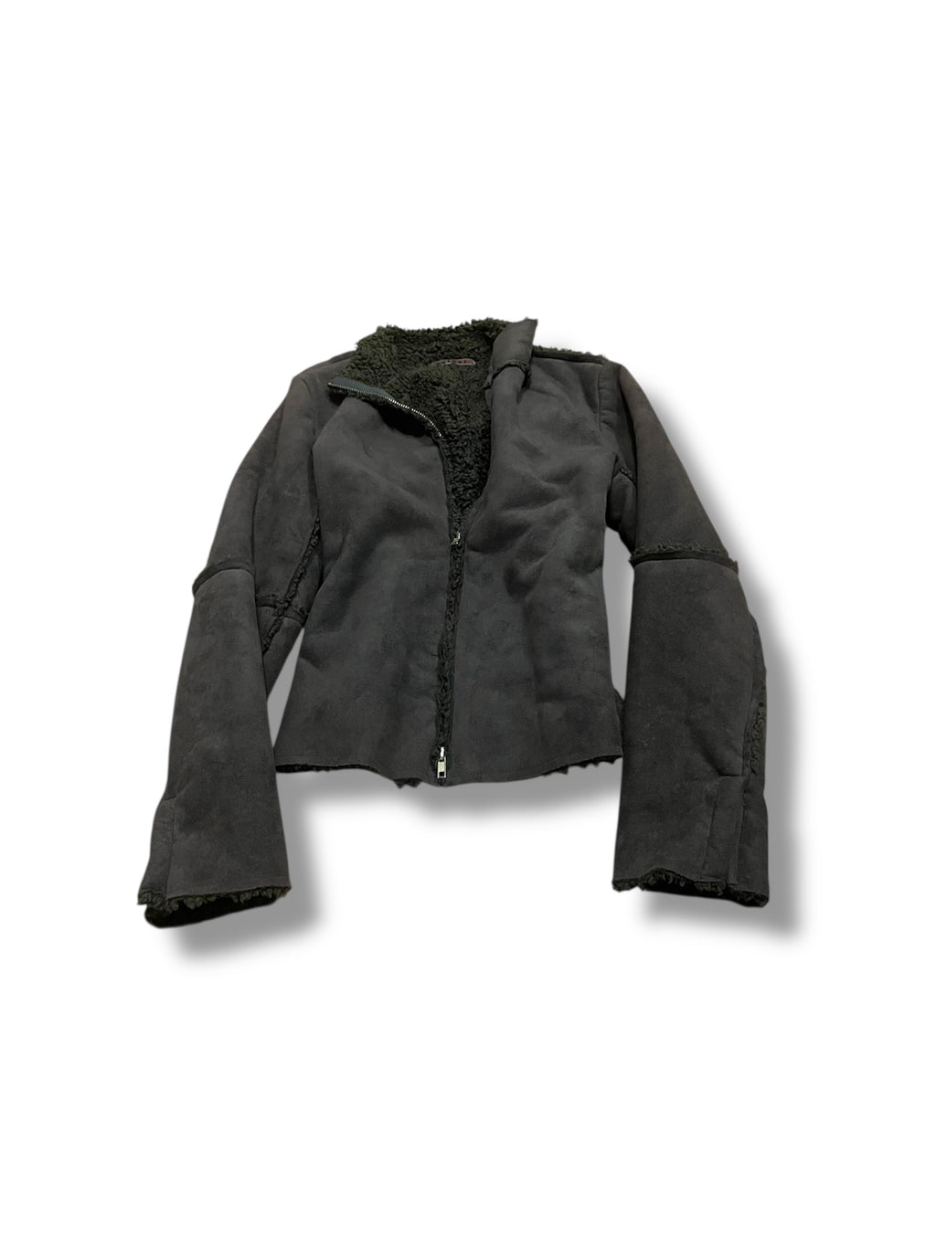 Grey striped Sherpa jacket