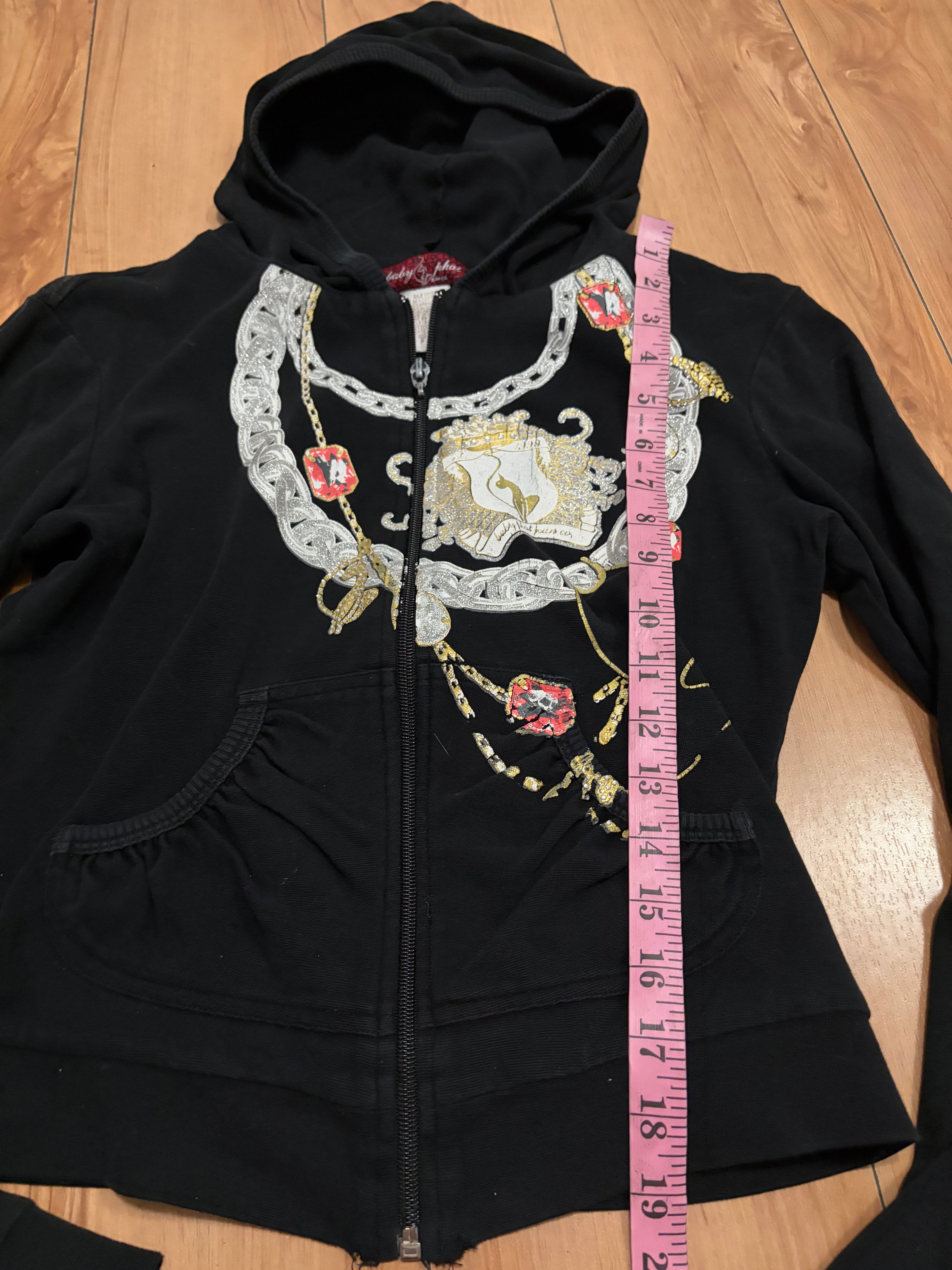 Baby phat black graphic hoodie zip up size small