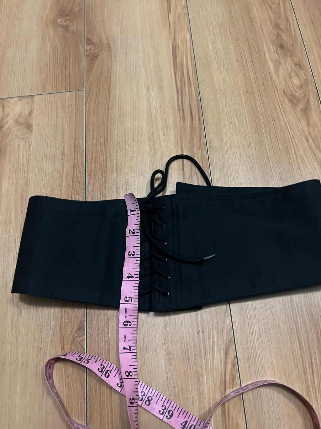 Lace up black waist sincher belt