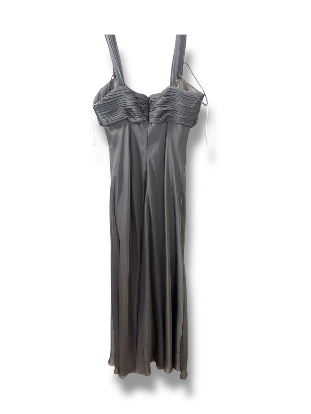 Grey maxi prom homecoming silk dress with babydoll features size 7
