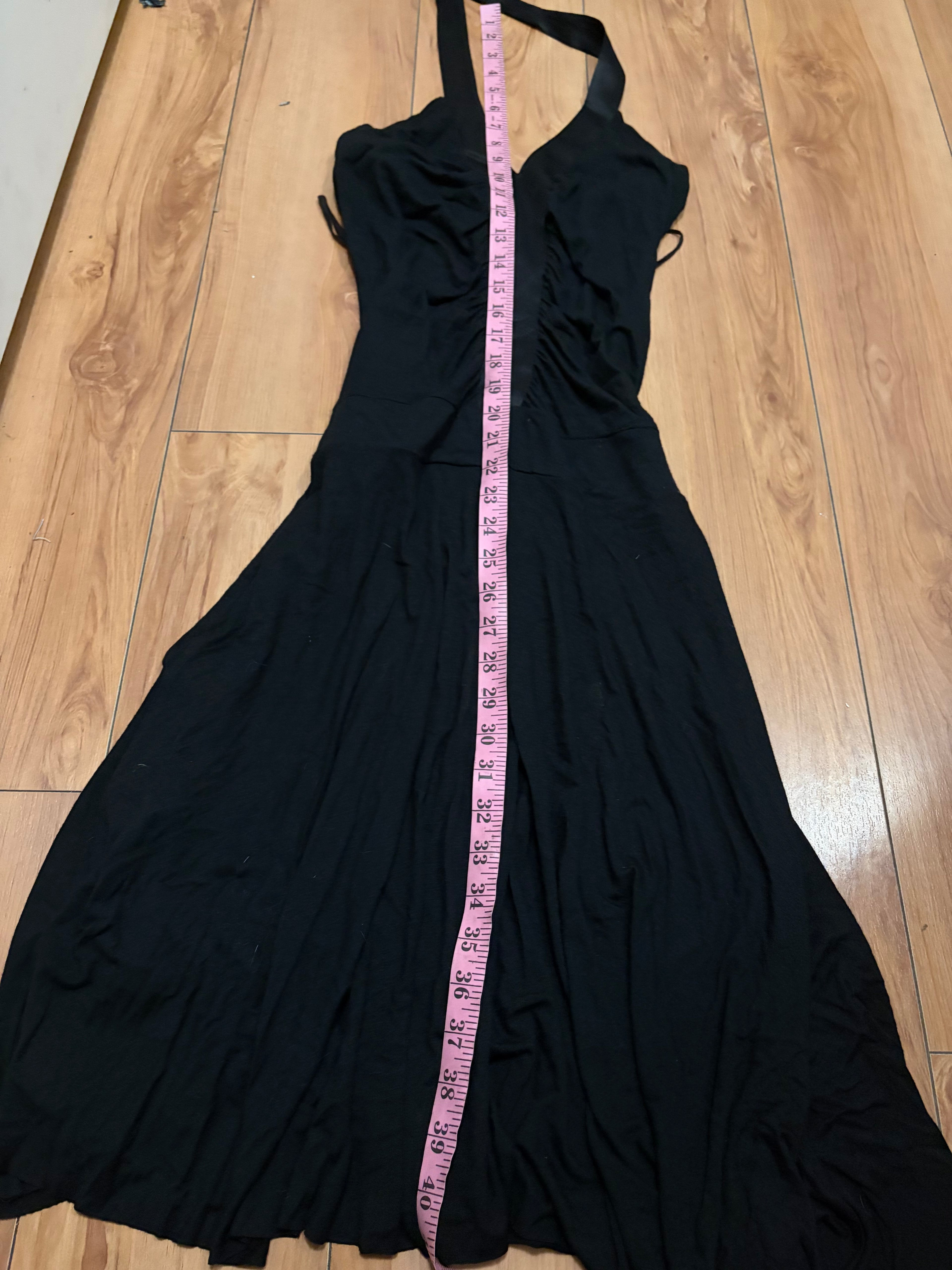 Black runched maxi whimsy dress size small