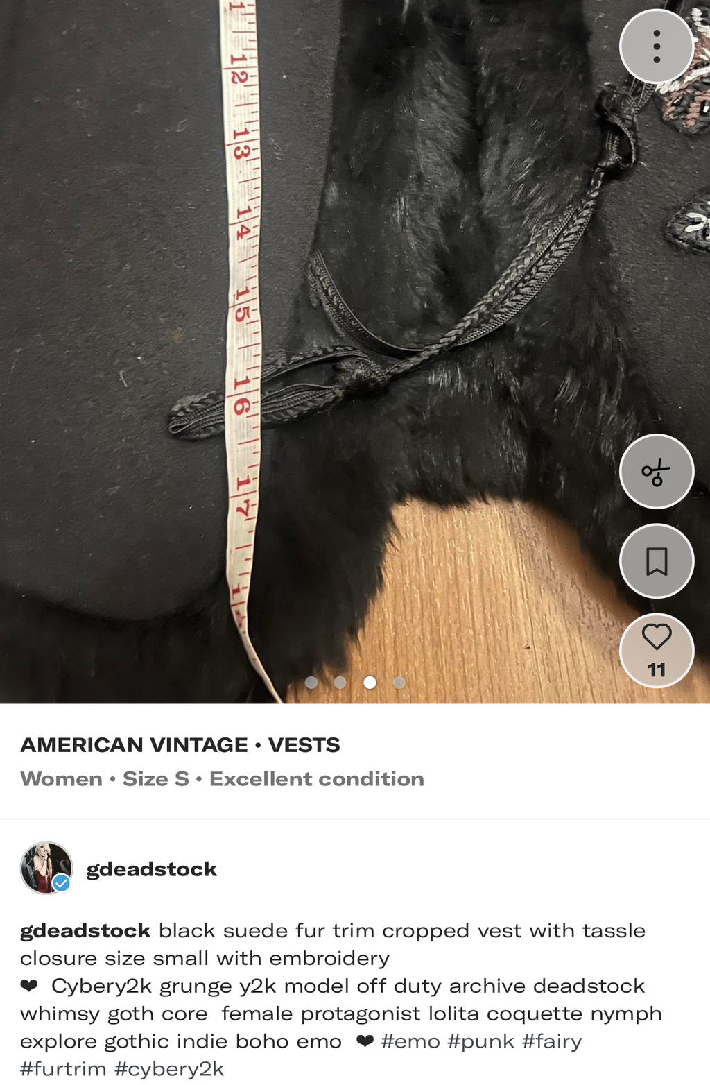 Fur suede fairy whimsy embroidery vest with fur small