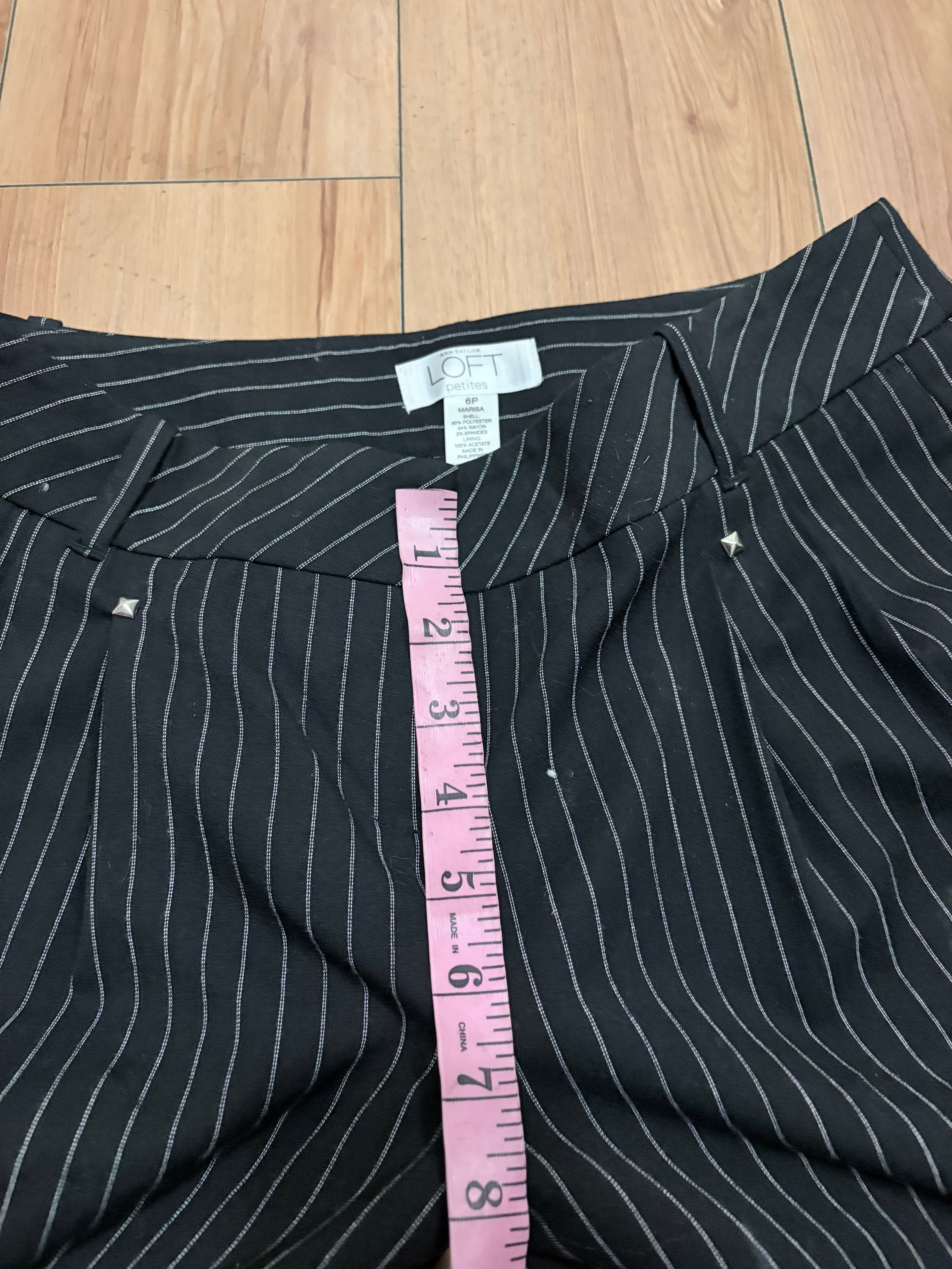 Black pinstripe low rise wide leg pants size 10