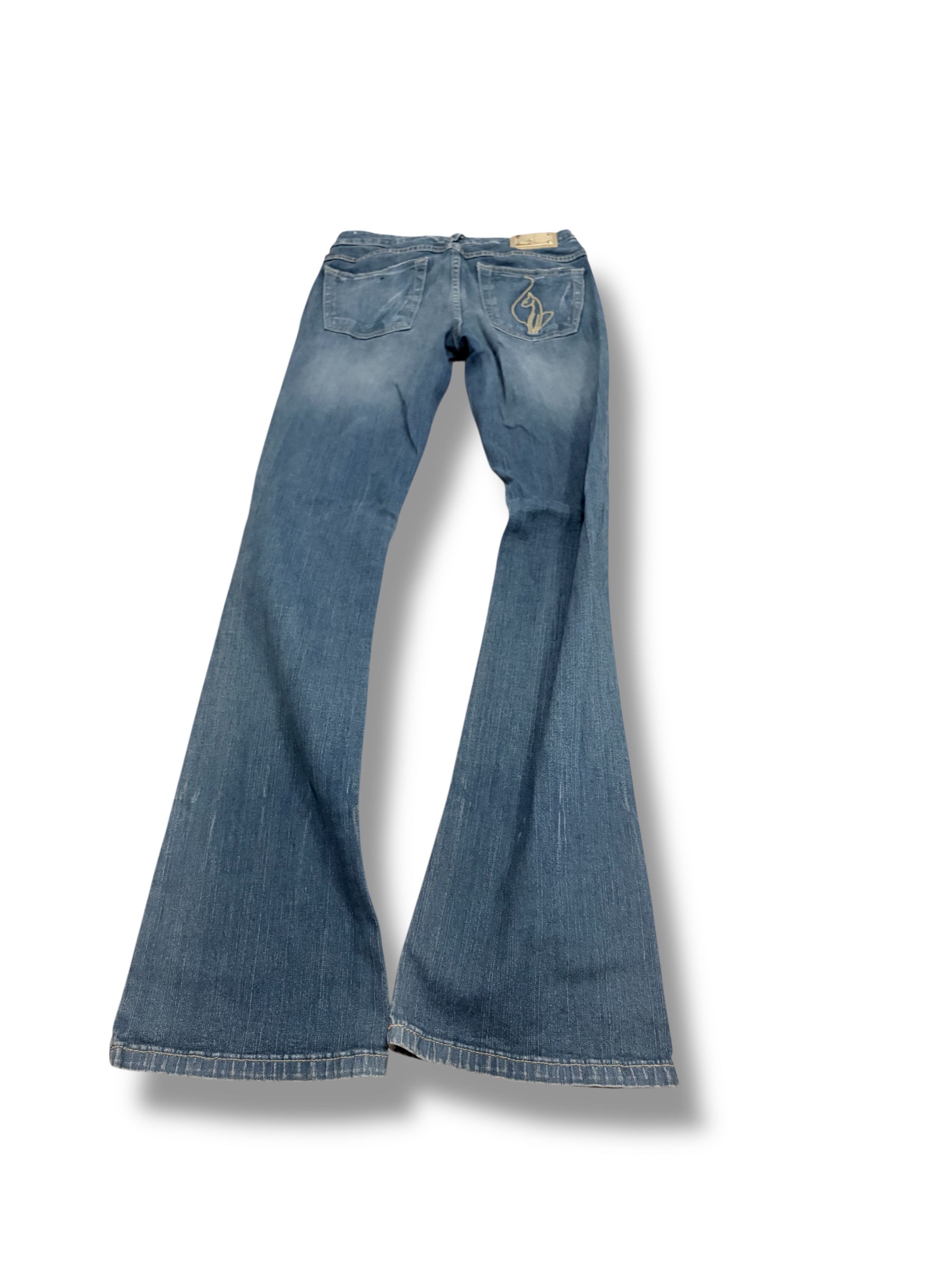 Baby phat low rise denim jeans with acid wash size 4