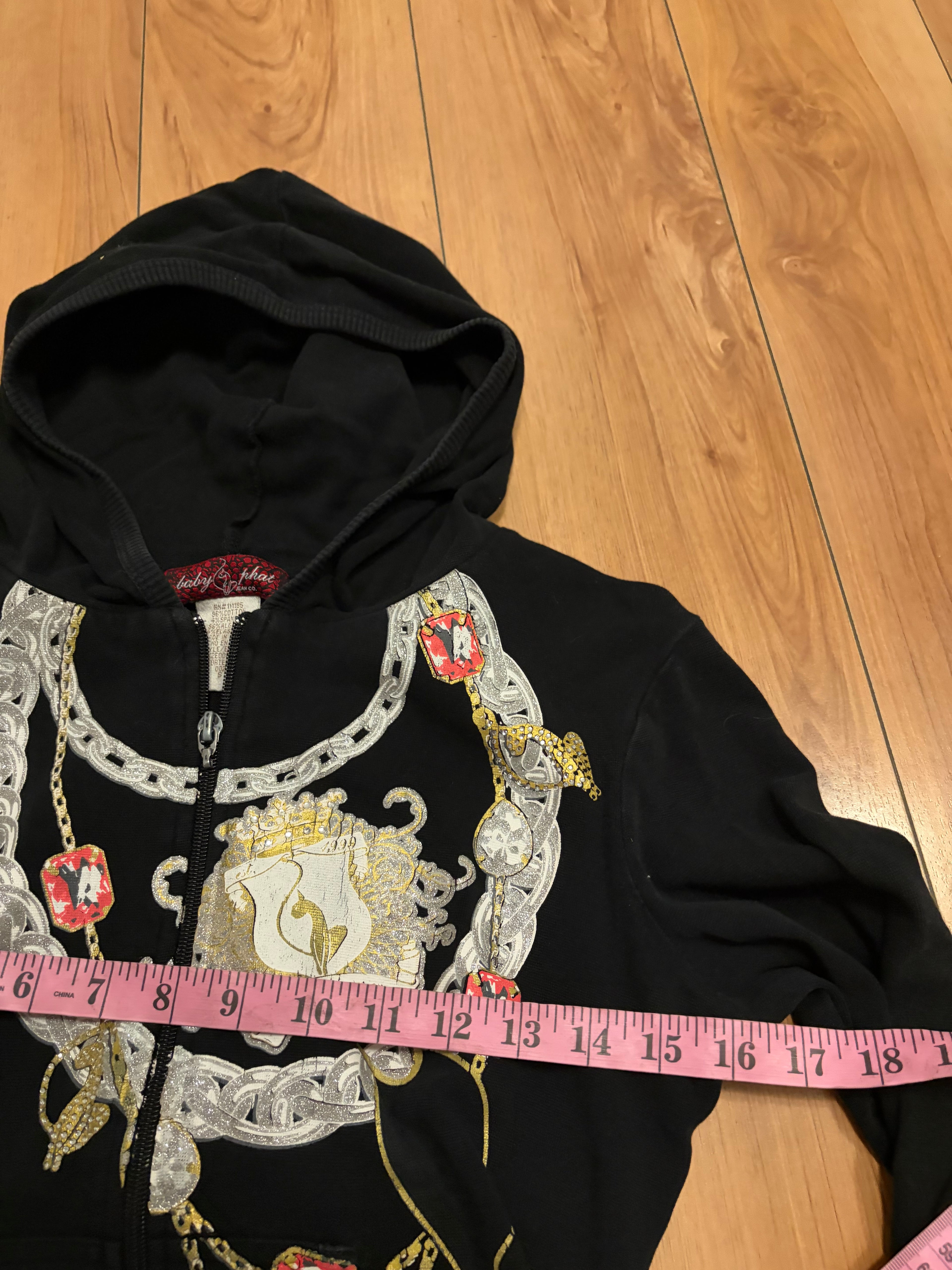 Baby phat black graphic hoodie zip up size small